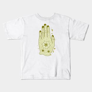 Flowers in Hand Green Kids T-Shirt